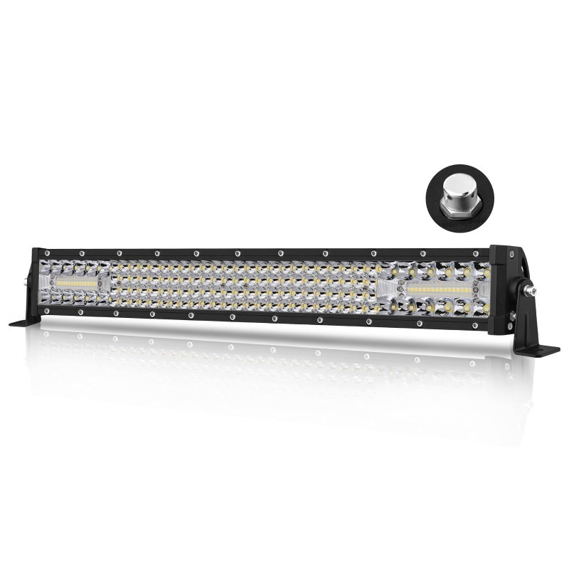 AKD Part 20 Inch LED Light Bar, AKD Part 150W Spot Flood Combo Off Road Driving Light Quad Row Super Bright LED Work Light Bumper Grille LED Bar Lights for Truck Pickup SUV UTV ATV Tractor Golf Cart Boat - Image 1